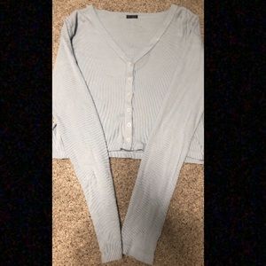 Brandy Melville long sleeve button up crop top